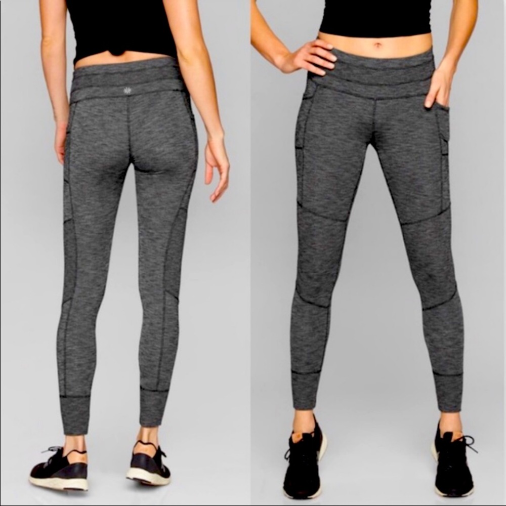 Athleta Excursion Tights Leggings Heathered Black Jogger Bottom 26” Sz Medium